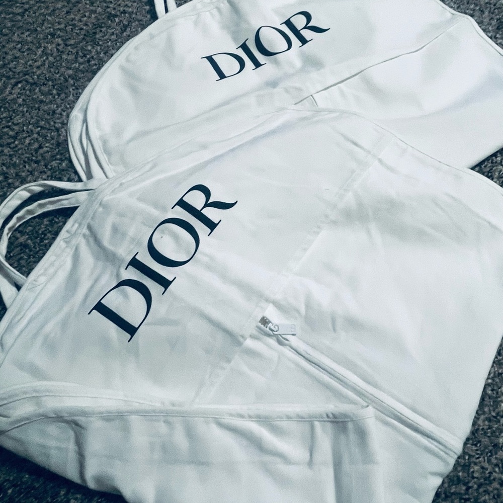 Dior White Garment Bag with Logo